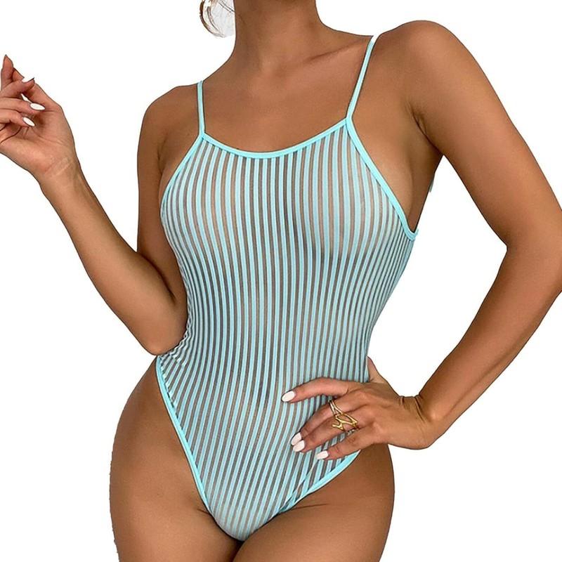 New Sheer When Wet Swimsuit Women's Sheer Mesh Mesh See Through One Piece