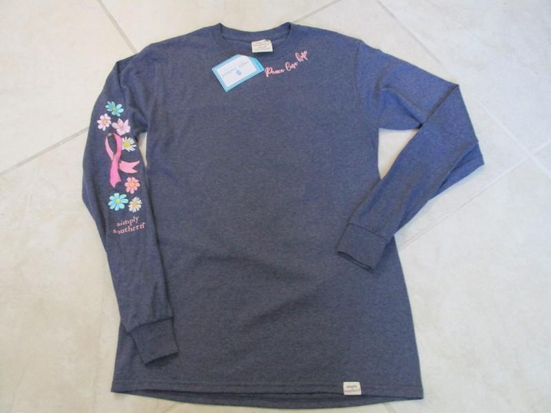 NEW Simply Southern LS T-Shirt Womens S THINK PINK Breast Cancer Ribbon