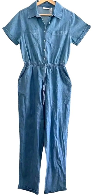 NEW Sincerely Jules Women Chambray Utility Jumpsuit Blue Small Pantsuit Casual