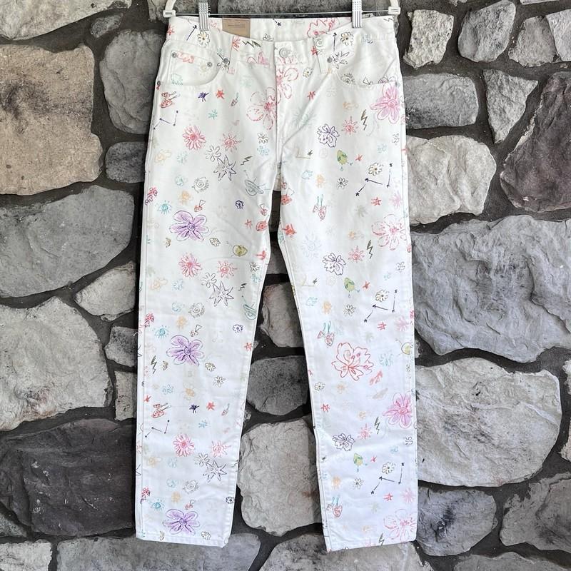 NEW Size 29 x 30 Levi’s Middy Straight Mid Rise Floral Cotton Denim Jean