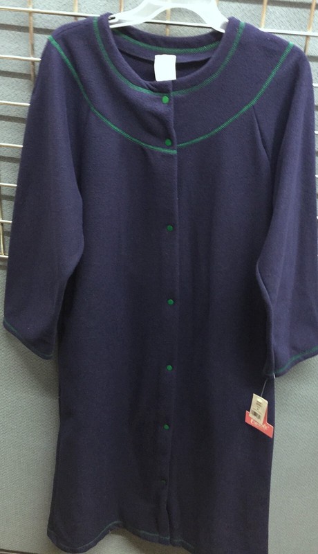 New Snap Front Fleece Robe M/ L/XL/2X/3X Navy Blue or Gray Made in USA