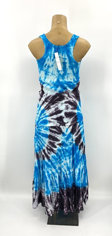 New Solitaire M Junior Teen 100% Cotton Long Maxi Dress Tie Dye Blue Sleeveless