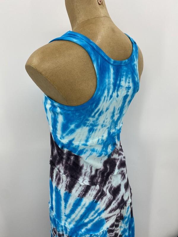 New Solitaire M Junior Teen 100% Cotton Long Maxi Dress Tie Dye Blue Sleeveless