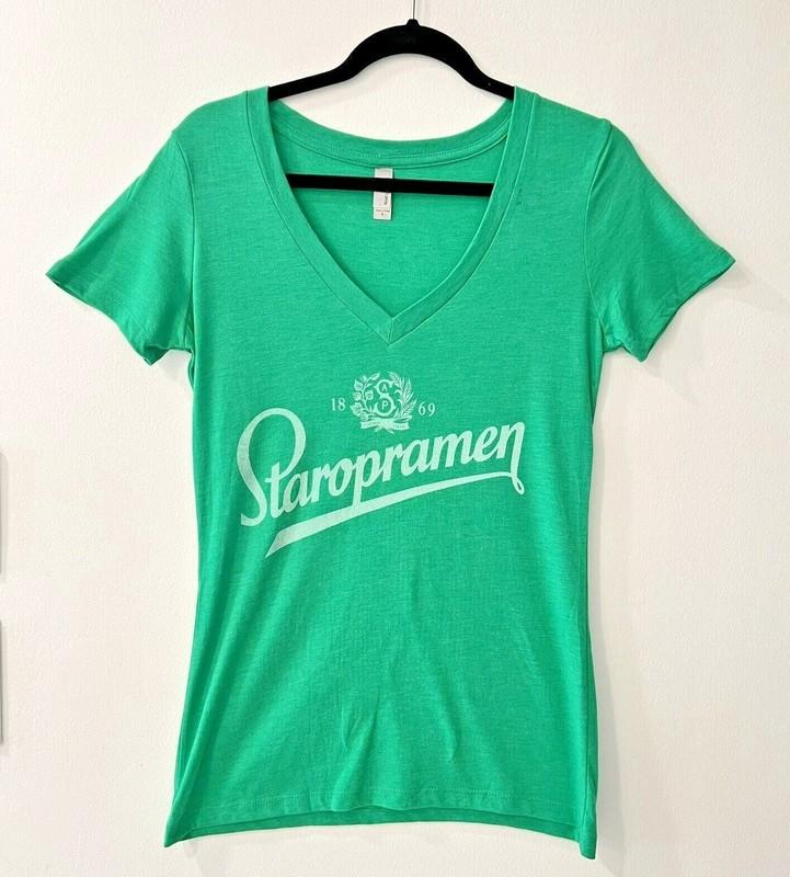 NEW Staropramen Beer Prague Czech "Czech Me Out " Green Polo Womens Shirt
