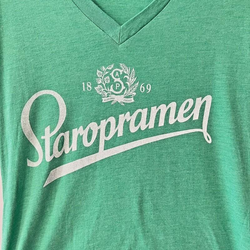 NEW Staropramen Beer Prague Czech "Czech Me Out " Green Polo Womens Shirt
