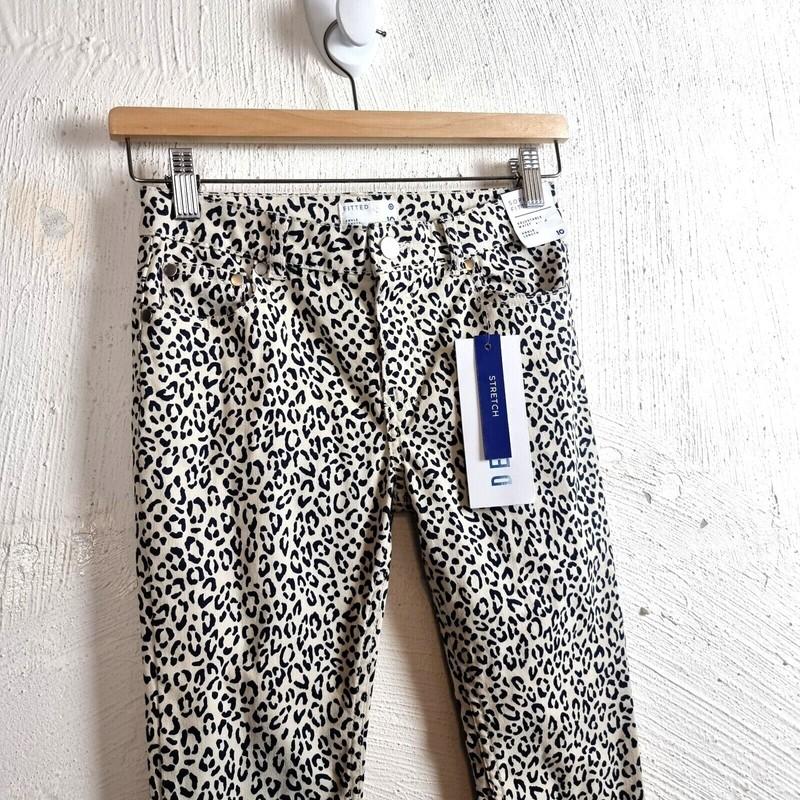 New TARGET Womens Jeans Size 10 Beige/Black Animal Print Stretch Denim Fitted