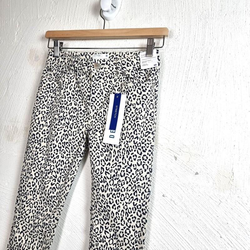 New TARGET Womens Jeans Size 10 Beige/Black Animal Print Stretch Denim Fitted