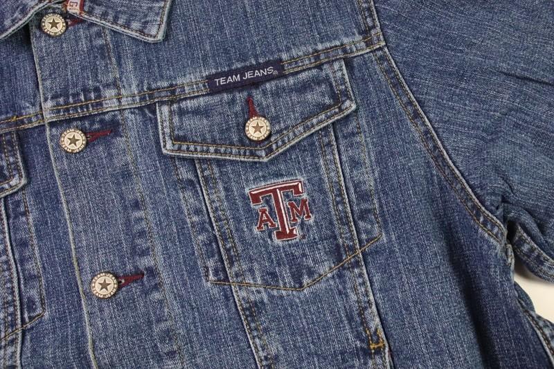 New Team Jeans Texas A&M Women's Jacket Aggie's Logo Embroidered Denim Large