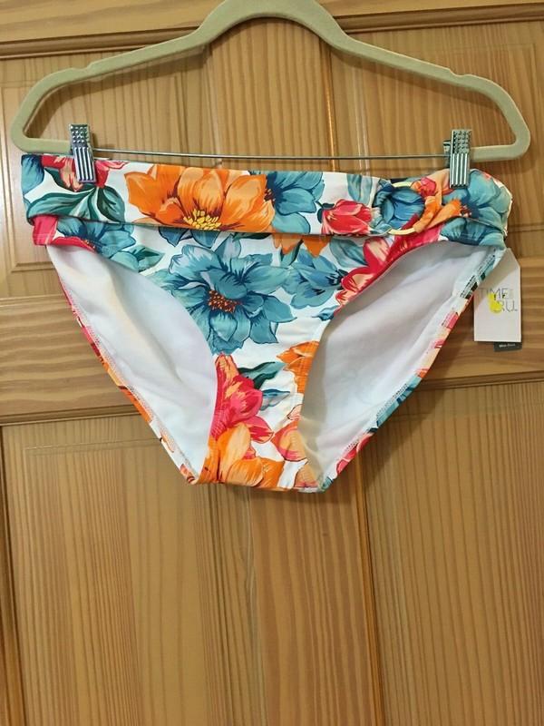 New Time and Tru Swim Bottom Women Coral Floral L 2X