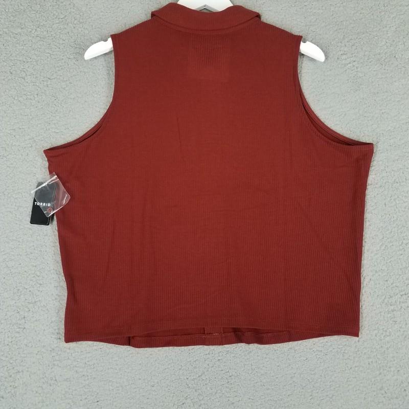 NEW Torrid 2/ 2X Tank Top Super Soft Rib Knit Button Front Crop Stretch Casual