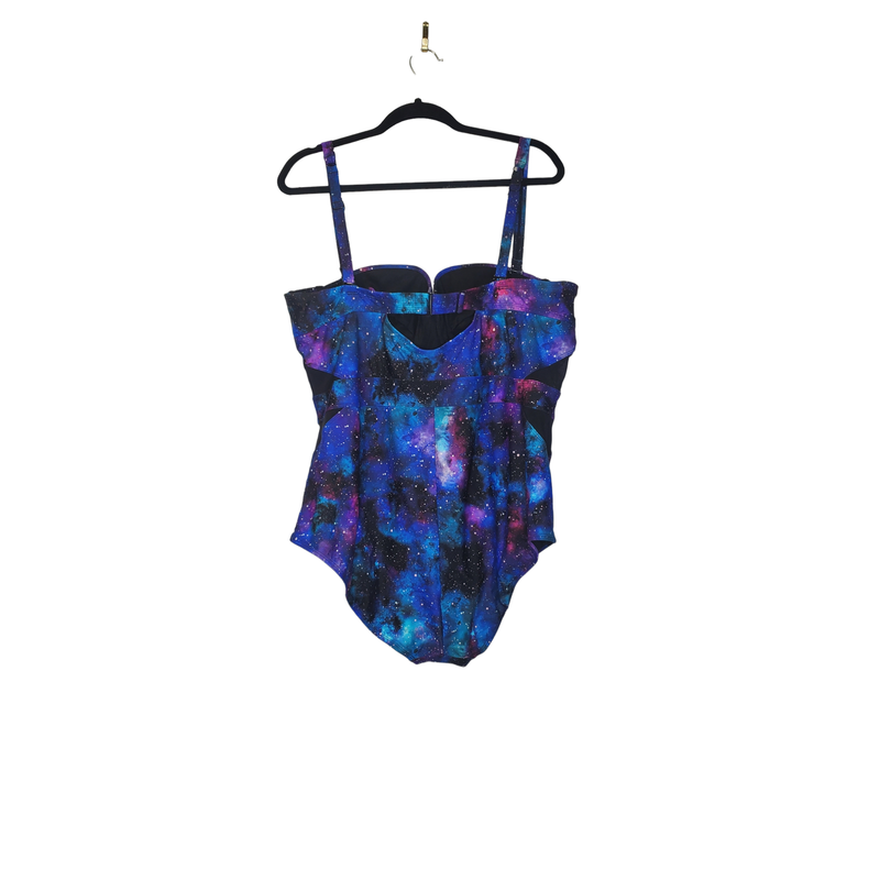 NEW Torrid 4 One Piece Swimsuit Galaxy Print Cut Out Mesh Padded Underwire