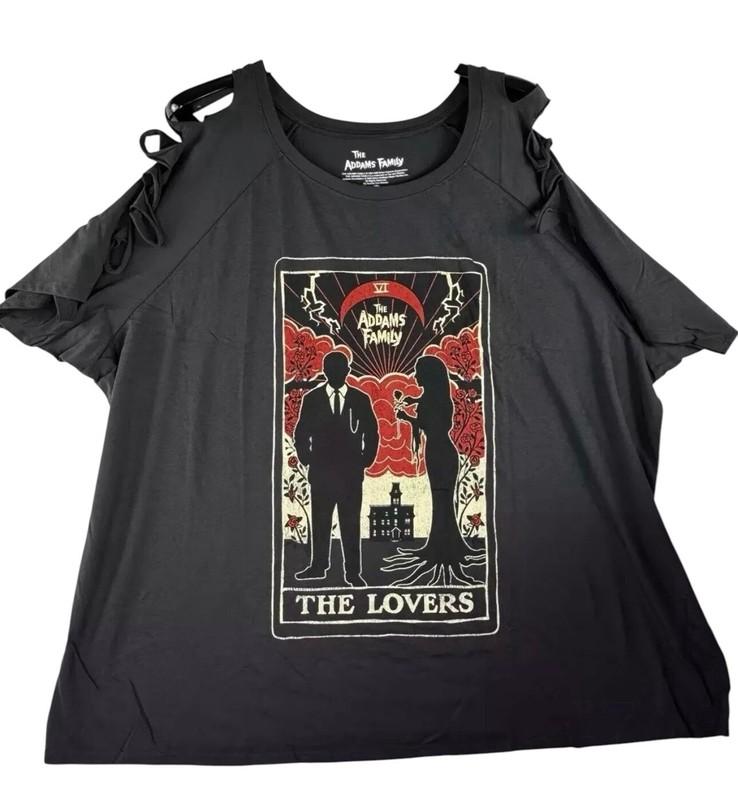 NEW Torrid 6 6X THE ADDAMS FAMILY T-Shirt Tee Tarot THE LOVERS Slashed Sleeves