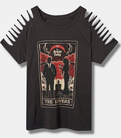 NEW Torrid 6 6X THE ADDAMS FAMILY T-Shirt Tee Tarot THE LOVERS Slashed Sleeves