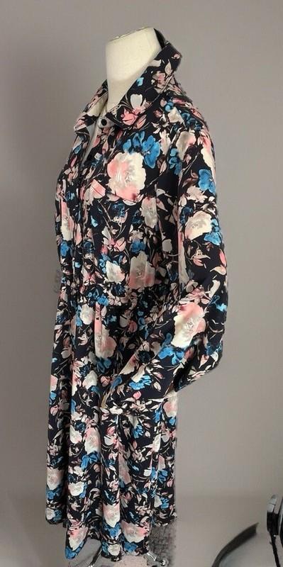 New Torrid Dress Womens Size 1X 14 16 Blue Midi Floral Long Sleeves