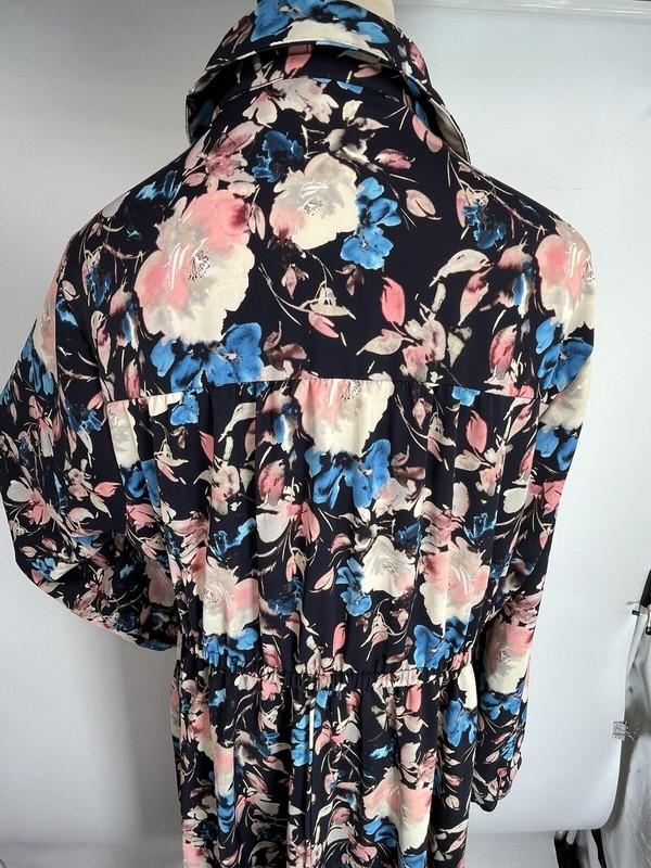 New Torrid Dress Womens Size 1X 14 16 Blue Midi Floral Long Sleeves