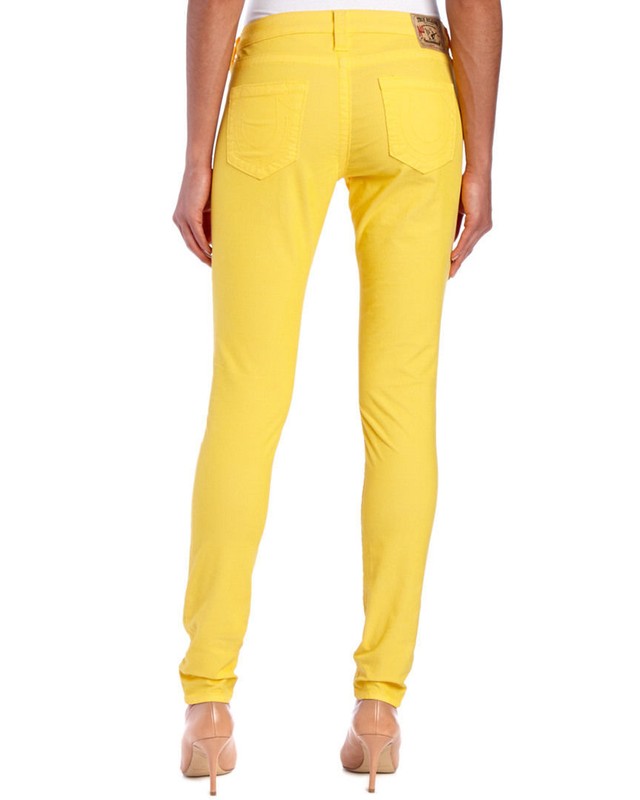 NEW TRUE RELIGION JEANS $178 YELLOW SHANNON CORDUROY SKINNY JEAN SZ 26