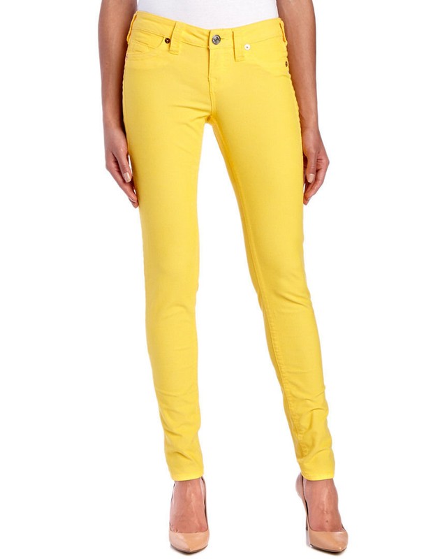 NEW TRUE RELIGION JEANS $178 YELLOW SHANNON CORDUROY SKINNY JEAN SZ 26