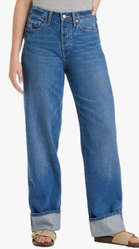 NEW Universal Thread Women's Mid Rise 90s Baggy Jeans Dark Wash Size 8