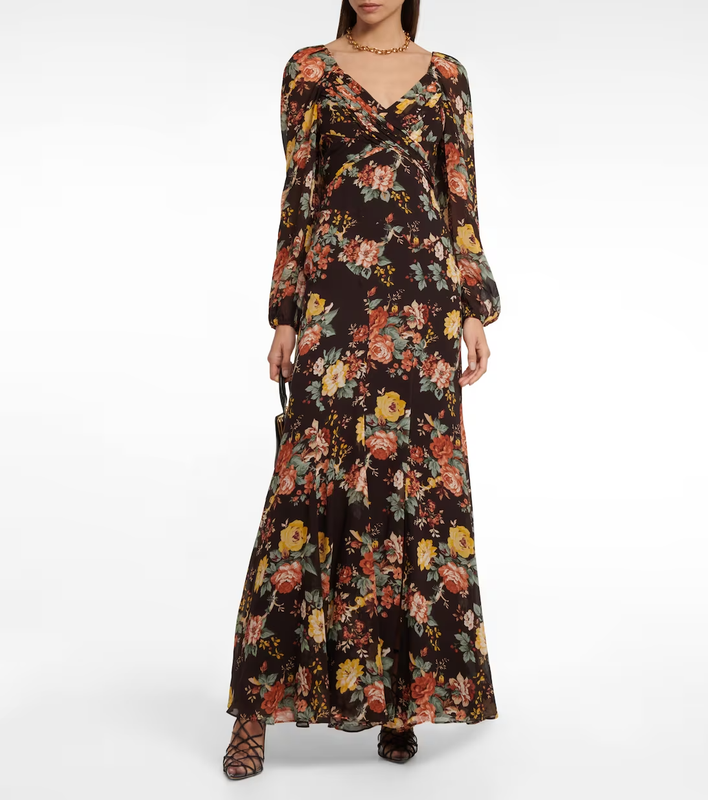 NEW Veronica Beard Isra Multi-Print Silk Maxi Dress In Multi- Size 10