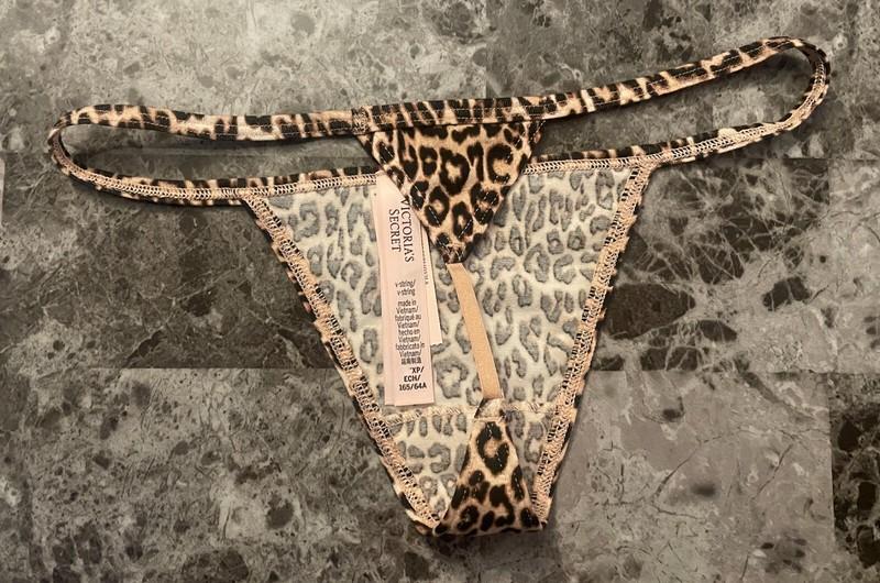 NEW VICTORIA'S SECRET BLACK NUDE BEIGE LEOPARD CHEETAH V STRING THONG PANTIES