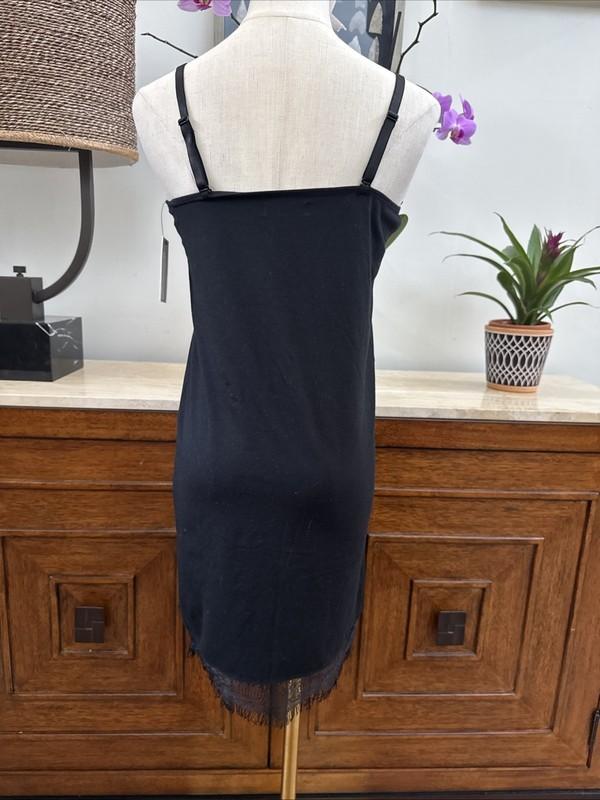 New Volcom Women’s Size Medium Lace Fringe Mini Dress Slick Slip Black