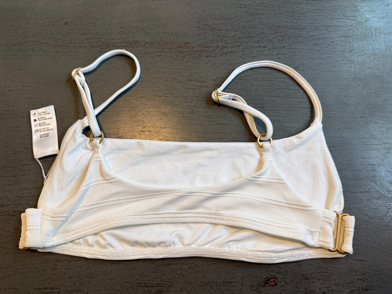 NEW White Ribbed L SPACE Swimsuit Bikini Top Size D Cup