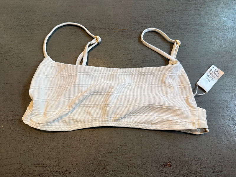 NEW white ribbed L SPACE swimsuit bikini top size D cup