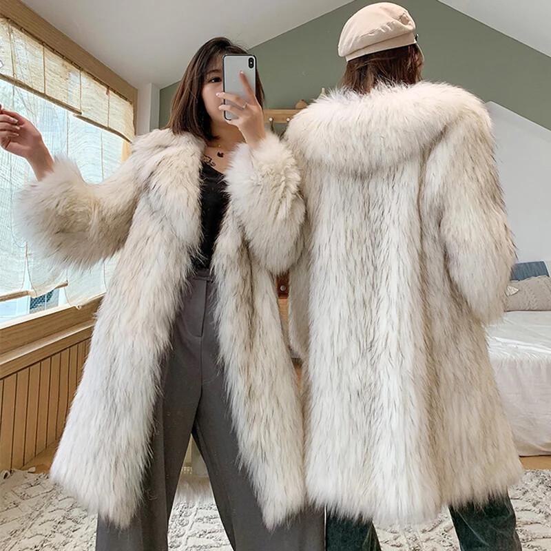 New Winter Fur Imitation Fur Coats Women Long New Warm Fur Coat Large Size US