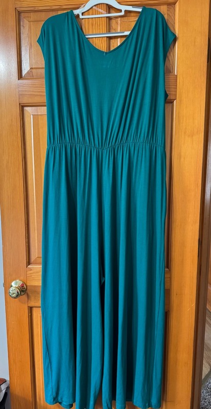 New With Tags Ava & Viv Teal Cotton Jumpsuit Size 1X