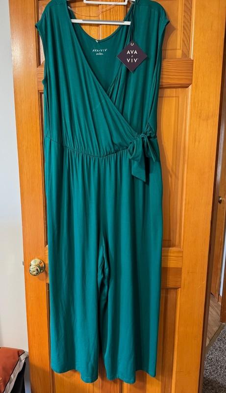 New with tags Ava & Viv Teal Cotton Jumpsuit Size 1X