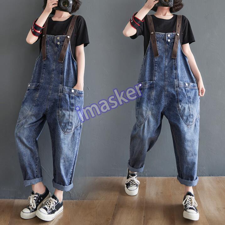 New Women Loose Straps Bib Overall Denim Pants Casual Jumpsuit Playsuit Trousers