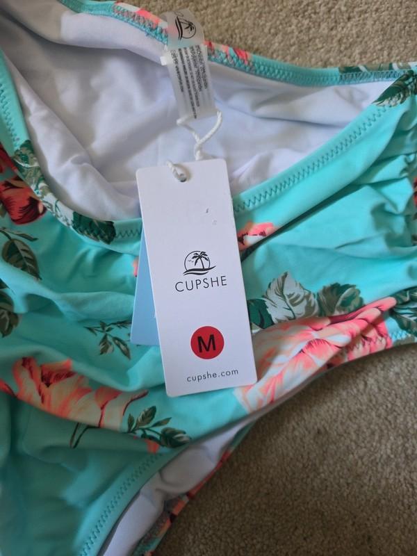 New Women's CUPSHE Floral High Waisted Bikini Bottom Size Medium