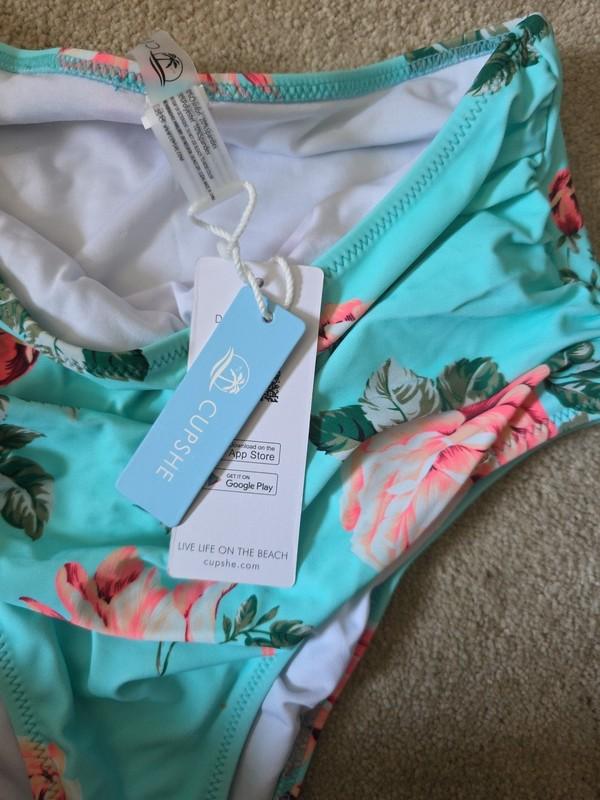 New Women's CUPSHE Floral High Waisted Bikini Bottom Size Medium