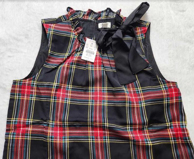 New Women's J Crew Factory Plaid Bow-neck Christmas Shift Dress