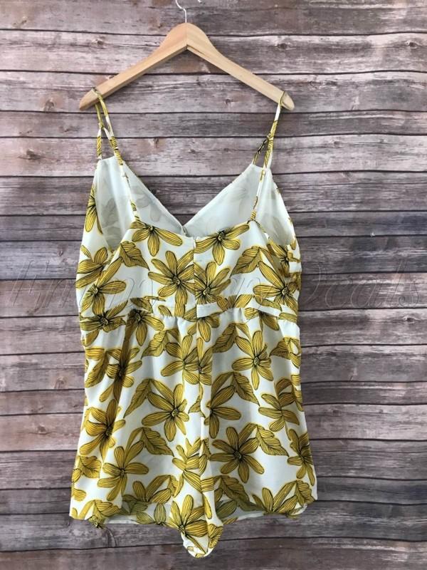NEW Women's Plus Size Renn Sleeveless Floral Print Romper White Yellow Size 1X