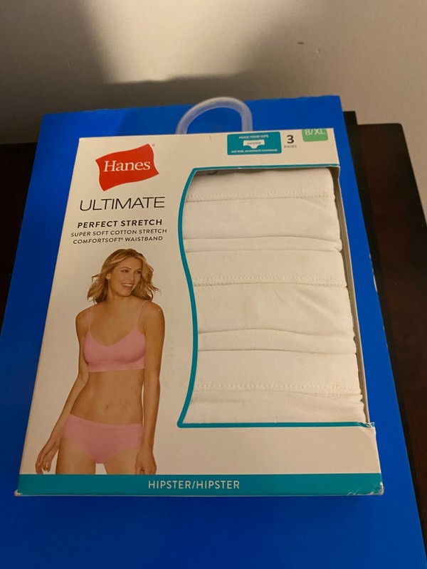 NEW WOMEN'S SIZE XL (8) HANES ULTIMATE COTTON STRETCH HIPSTER UNDERWEAR 3-PACK