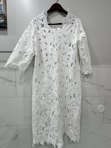 New Women’s White Long Floral Beach Cover Up Dress One Size