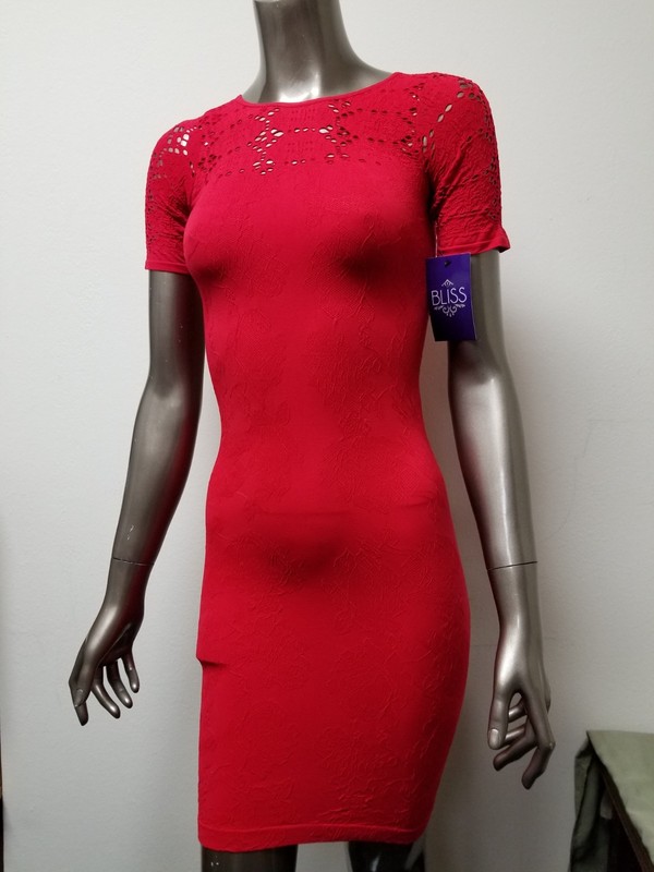New Womens Bliss Fitted Bodycon Contour Mid Length Dress. 2 Colors To Choose