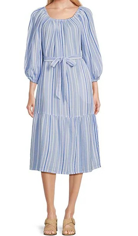 NEW Womens Size XL Tommy Bahama Villa Solstice Striped Tie Waist Midi Dress $178