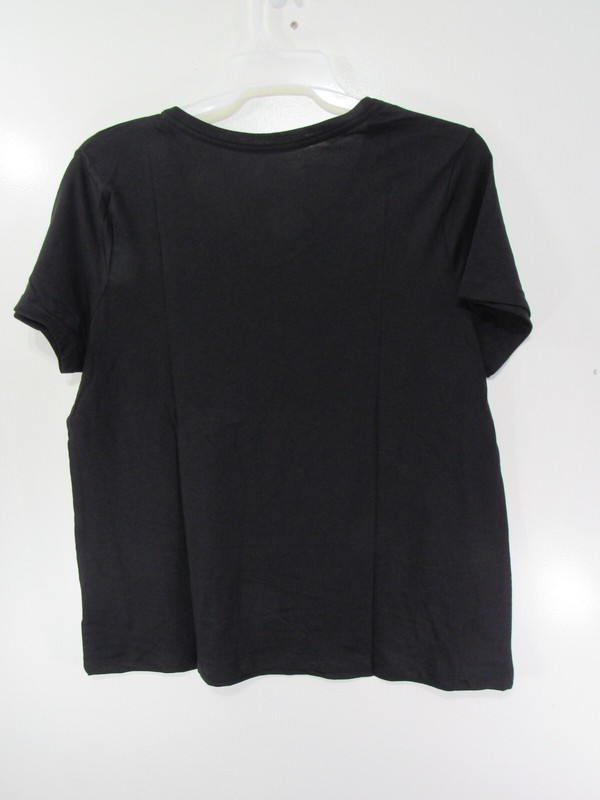 New Womens Time And Tru V Neck T Shirt Size XL Black Pull Over Short Sleeve