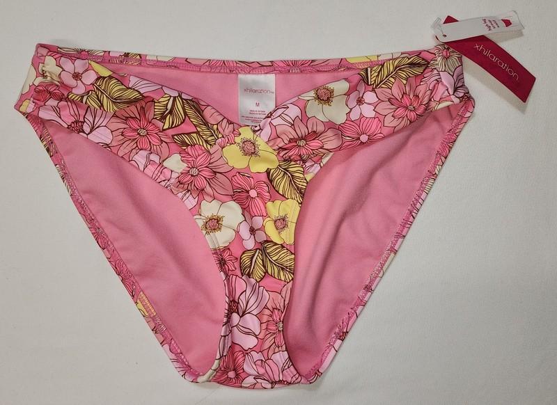 NEW Xhilaration Woman Pink Floral Bottom High Leg Scoop Waist Size M