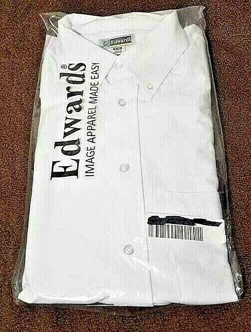 New XXS Extra Small Womens Edwards White Oxford Button Short Sleeve Dress Shirt