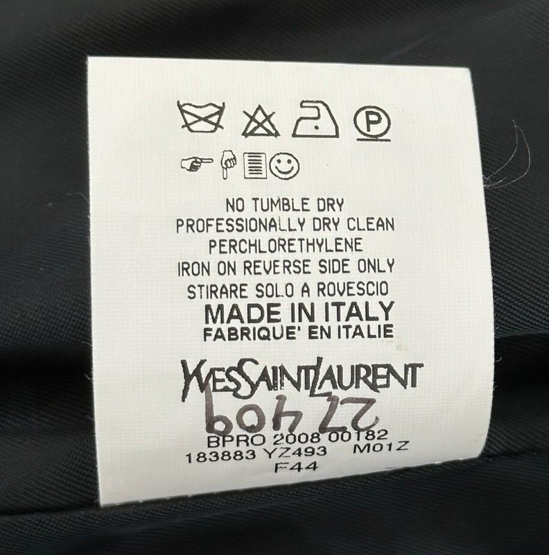 NEW YVES SAINT LAURENT PVC Faux Leather Double Breasted Trench Coat 44 12 Black