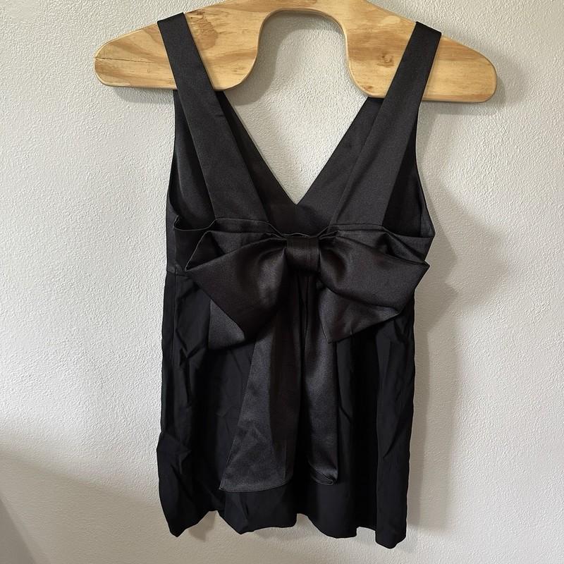 NEW ZARA Women’s Size XL Black Bow Low Back Satin Vneck Mini Dress