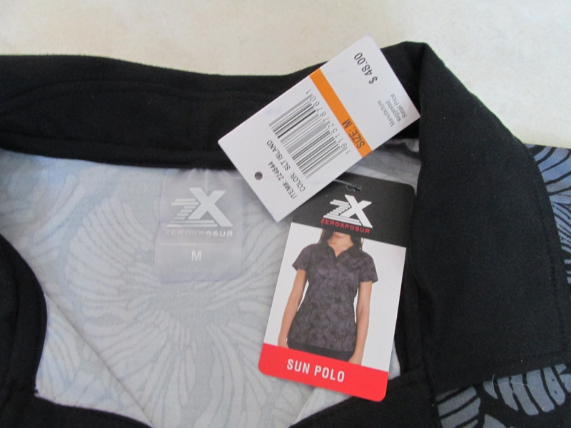 NEW ZEROXPOSER Sun Polo Shirt Tropical Floral Print Womens M Black & Gray $48.00
