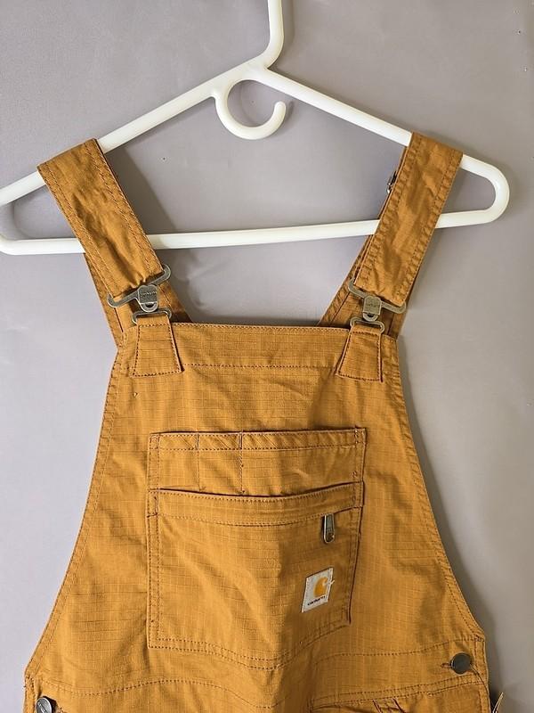 NewCarhartt Rugged Flex Canvas Shortall Women's XS 0-2 Brown Bib Overalls Shorts