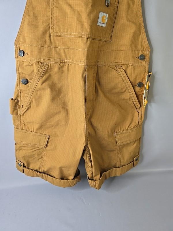 NewCarhartt Rugged Flex Canvas Shortall Women's XS 0-2 Brown Bib Overalls Shorts