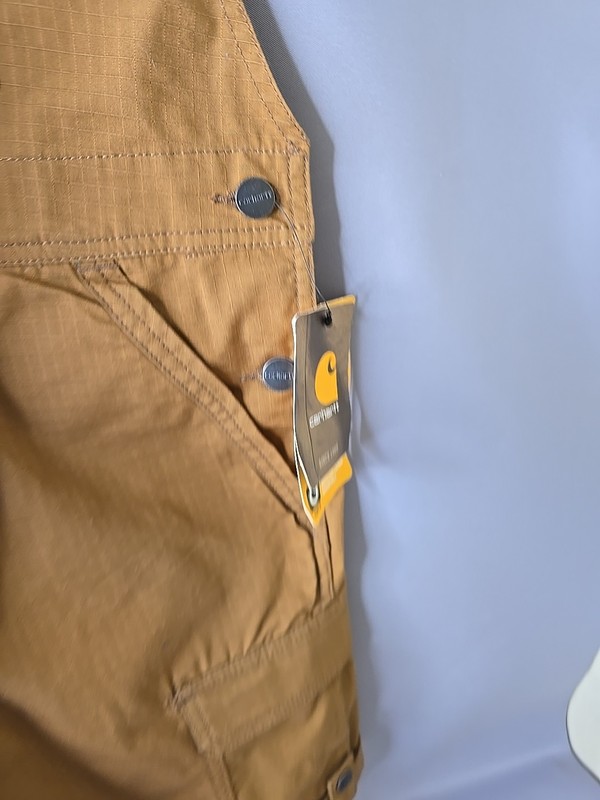 NewCarhartt Rugged Flex Canvas Shortall Women's XS 0-2 Brown Bib Overalls Shorts