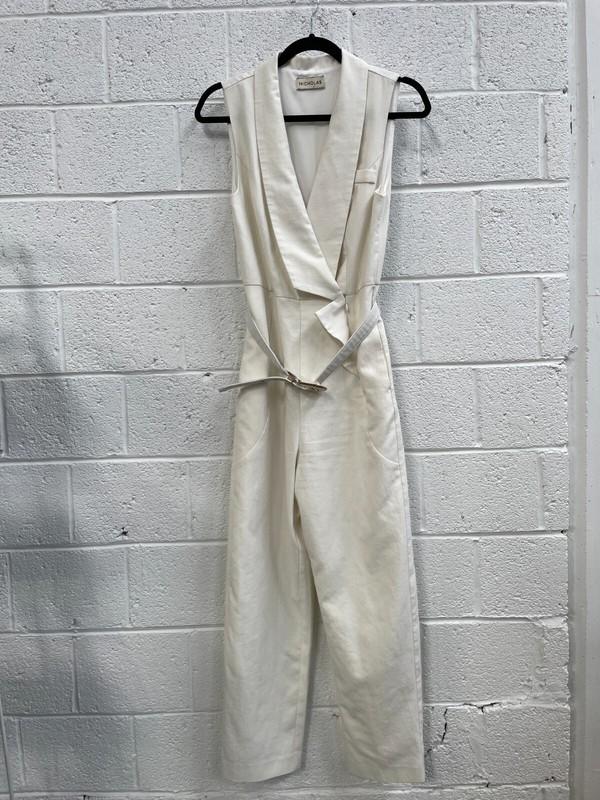 NICHOLAS Dahlia Sleeveless Jumpsuit In Ivory Size 8 AU RRP 695 WITH DEFECTS