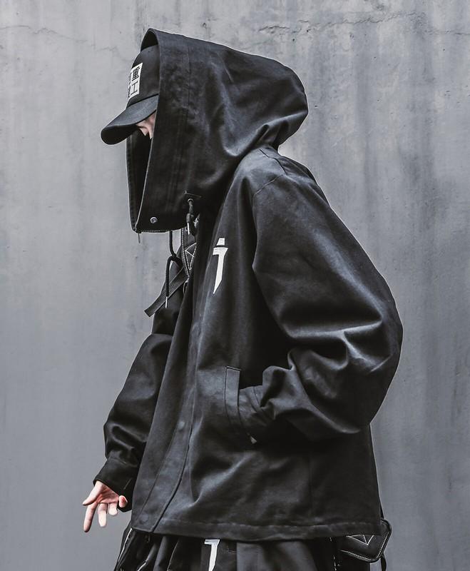 Niepce I-Tech Black Techwear Cargo Jacket Streetwear Cyberpunk Hooded Coat
